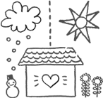 気温や気候でも安心な家のイラスト