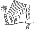 地震に耐え抜く家屋のイラスト