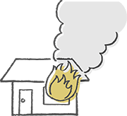 燃えている家のイラスト